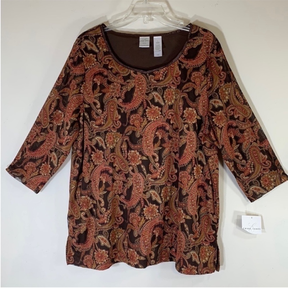 Emma James Season of Spice Floral Blouse. 2X. NWT.
